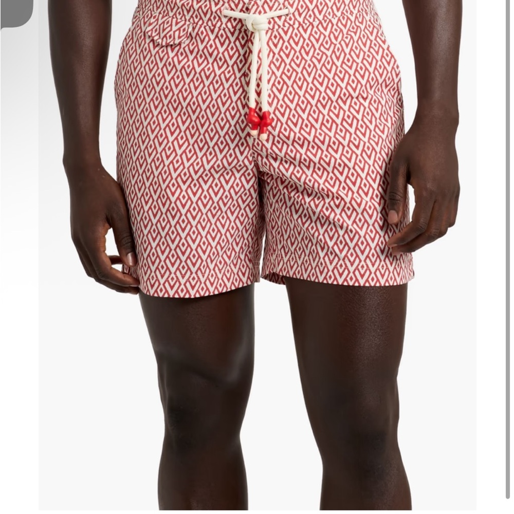Orlebar Brown Red and White Patterned Swim Shorts sz33